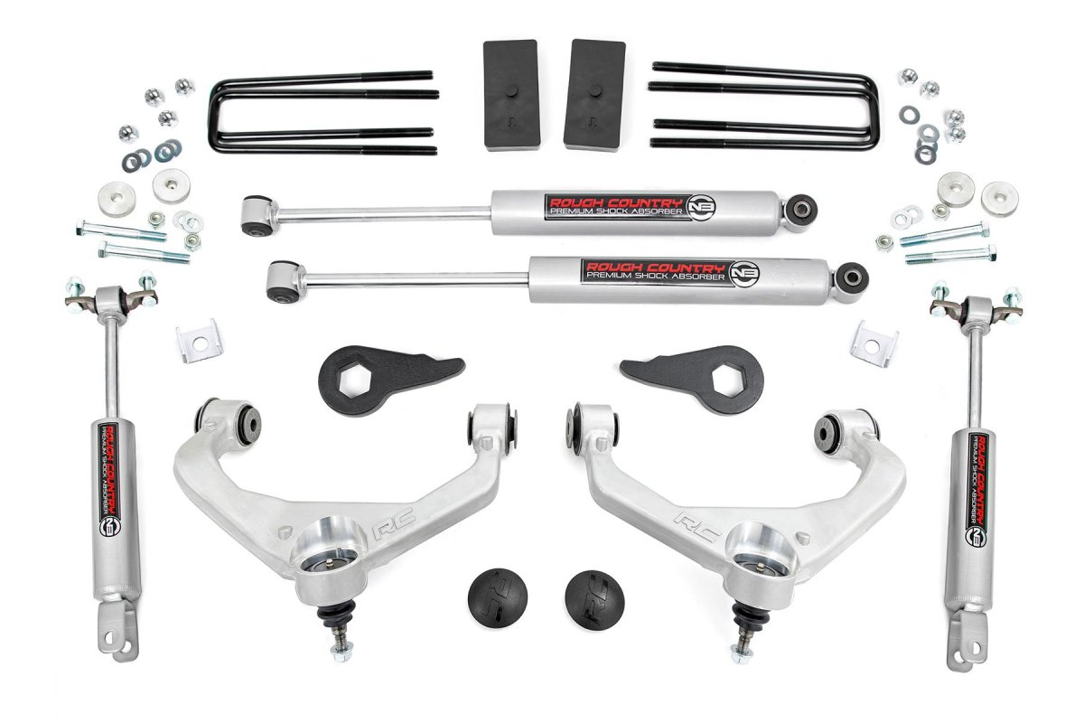 GMC Sierra 3500 HD Suspension Lift Kit - Front + Rear - Rough Country - 3.5 Inch Lift Kit w/ Overloads - '11-'19